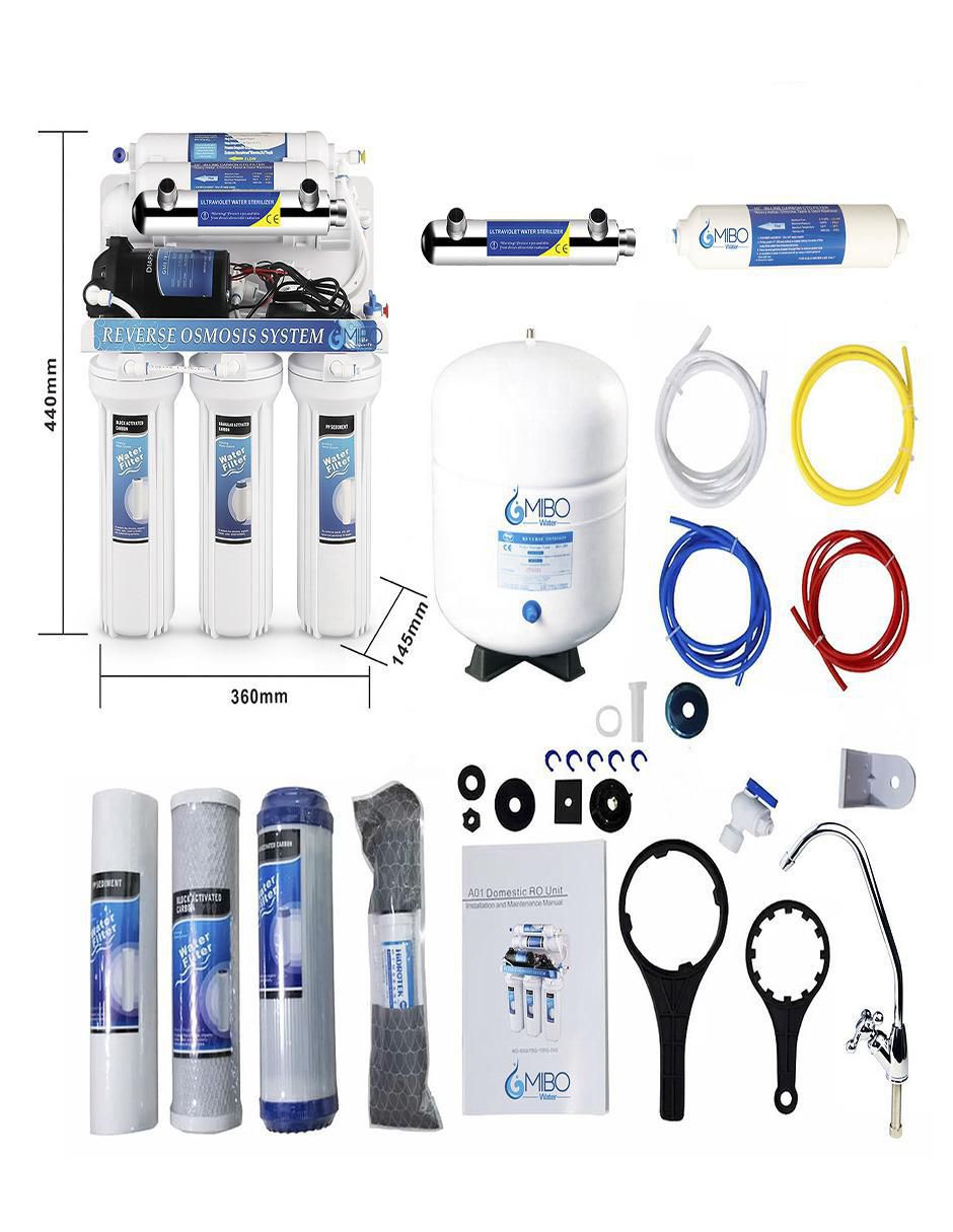 Filtro purificador de agua Mibo Water 7 etapas ósmosis inversa