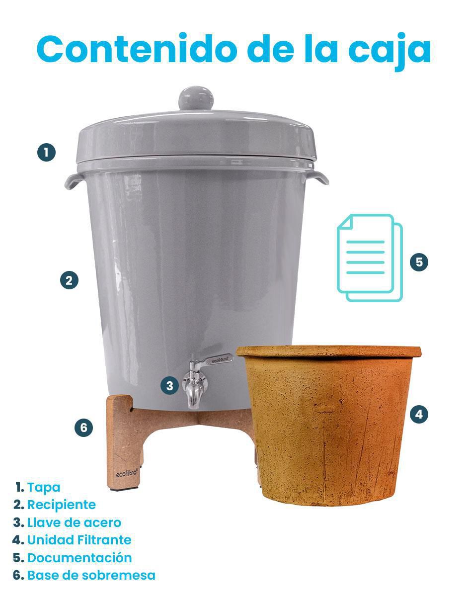 Purificador, dispensador y filtro de agua Ecofiltro cerámica 20L Ed tradic