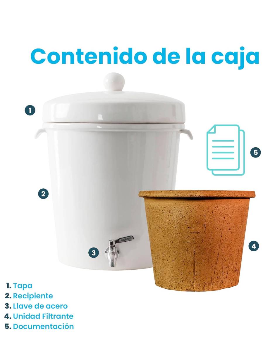 Purificador, dispensador y filtro de agua Ecofiltro cerámica 20L Ed tradic
