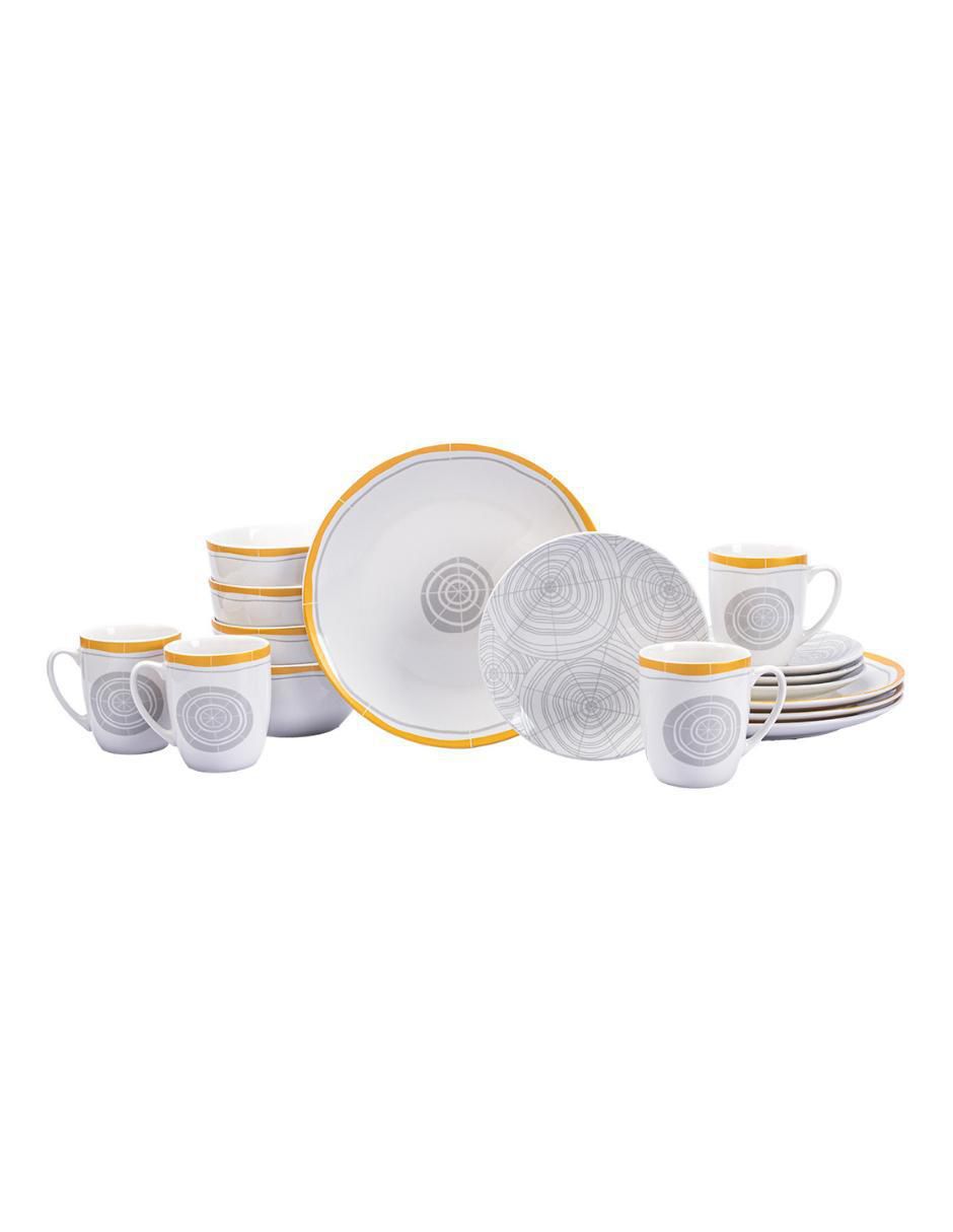 Vajilla cerrada graywood de porcelana para 4 personas