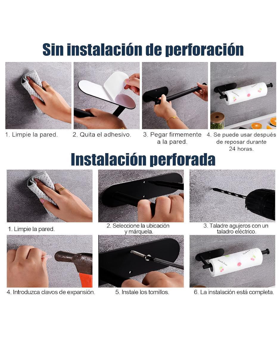 Portarollos de acero inoxidable 1 rollo 3