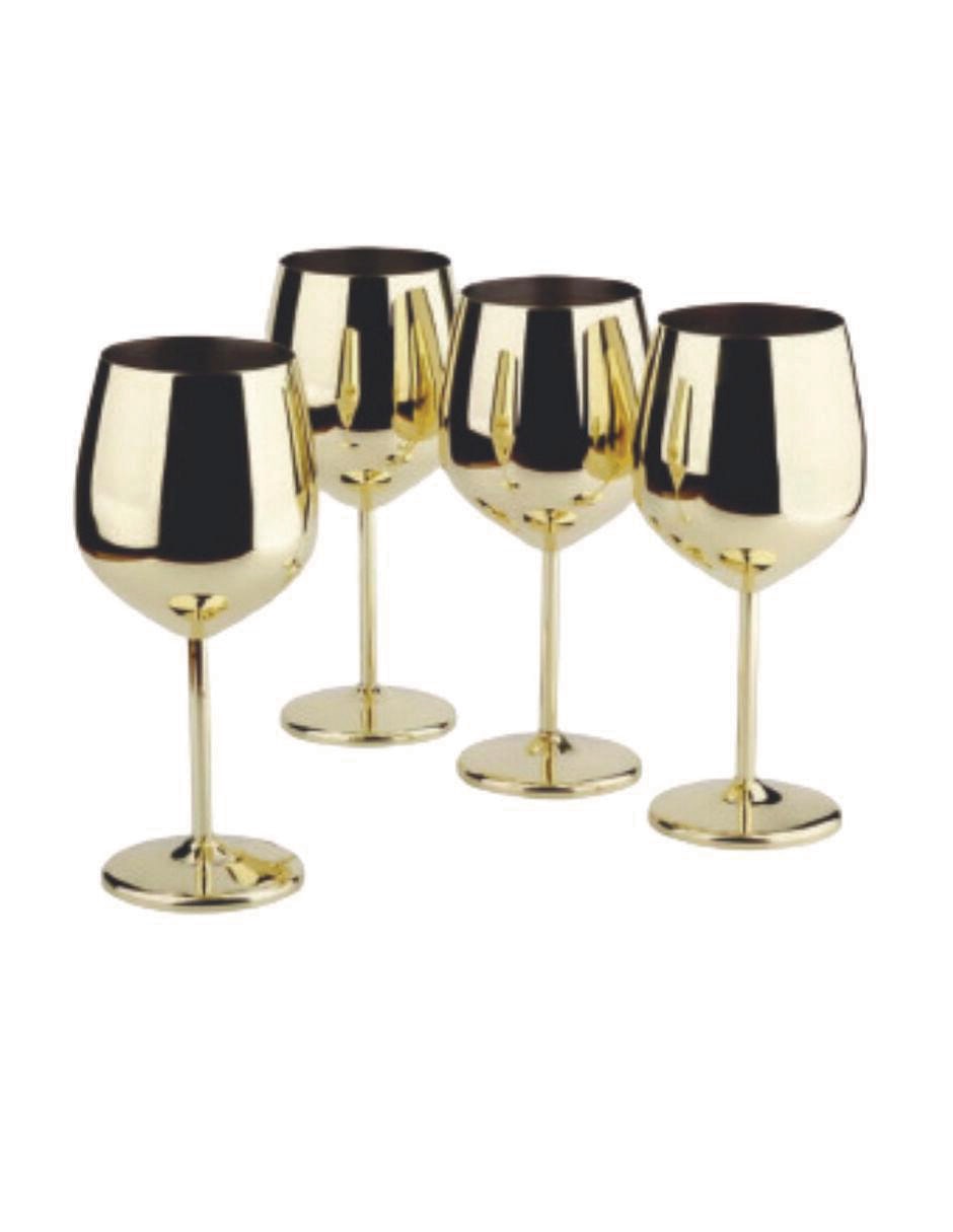 Copa para vino de acero inoxidable 4 piezas