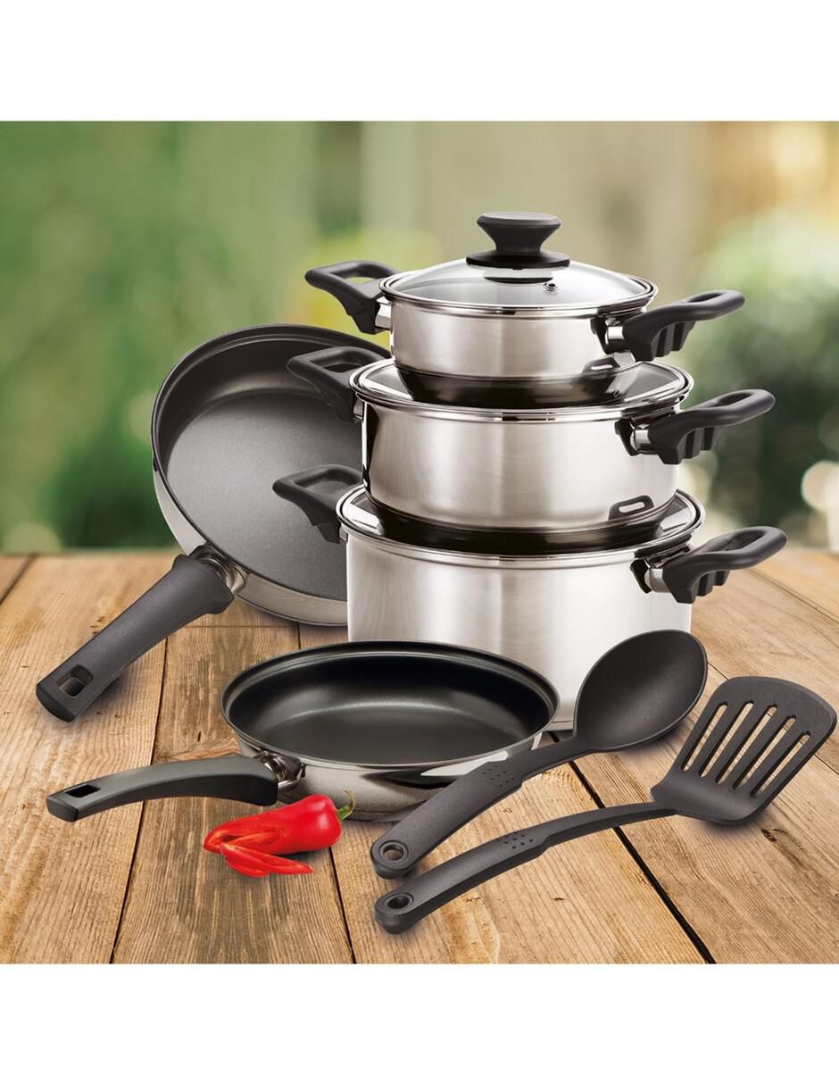Batería de cocina Primaware de acero inoxidable antiadherente convencional 10 piezas 3