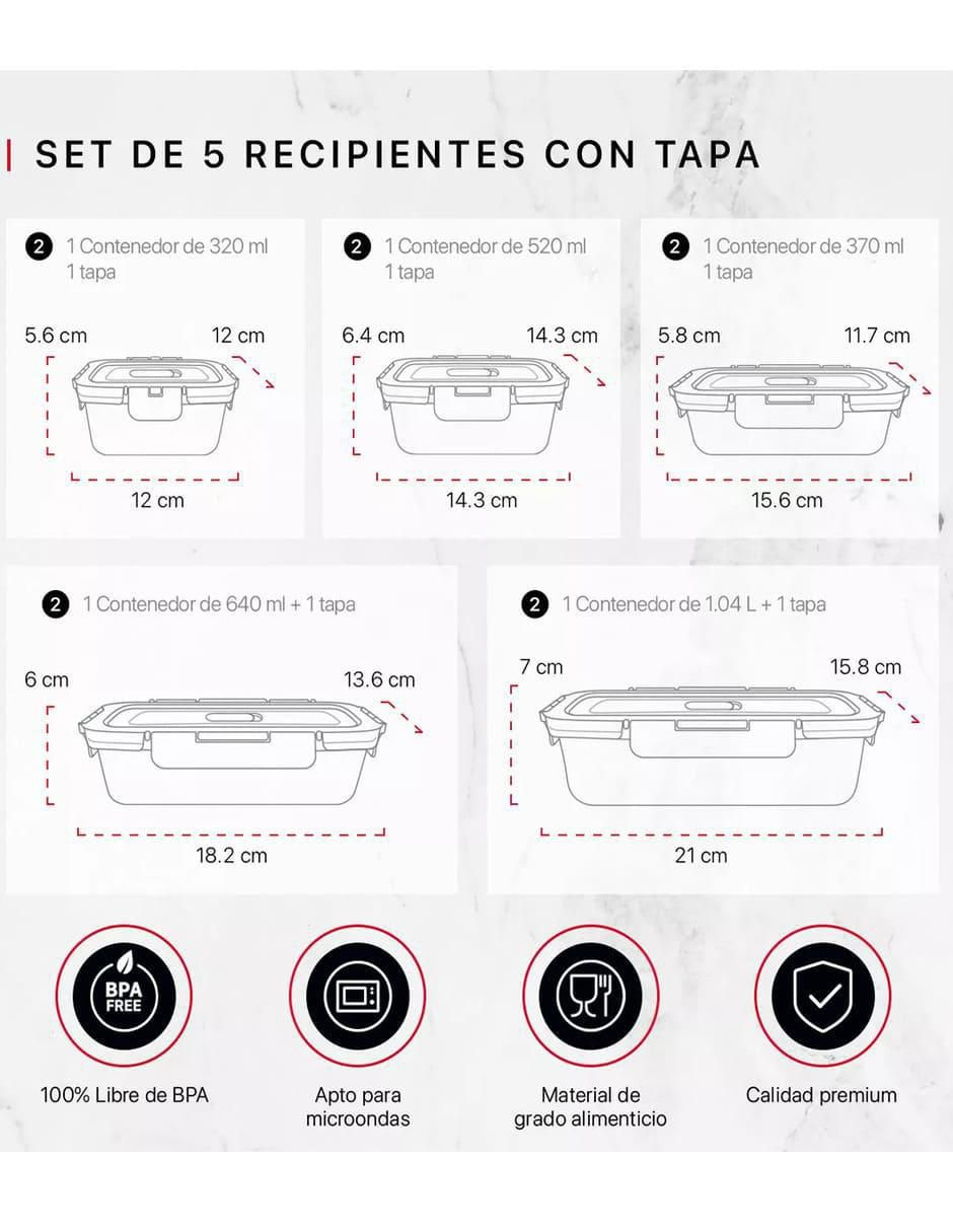 Set contenedores genérica de vidrio 10 piezas