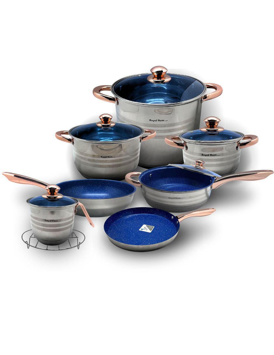 Batería de cocina de acero inoxidable antiadherente cerámica 13 piezas