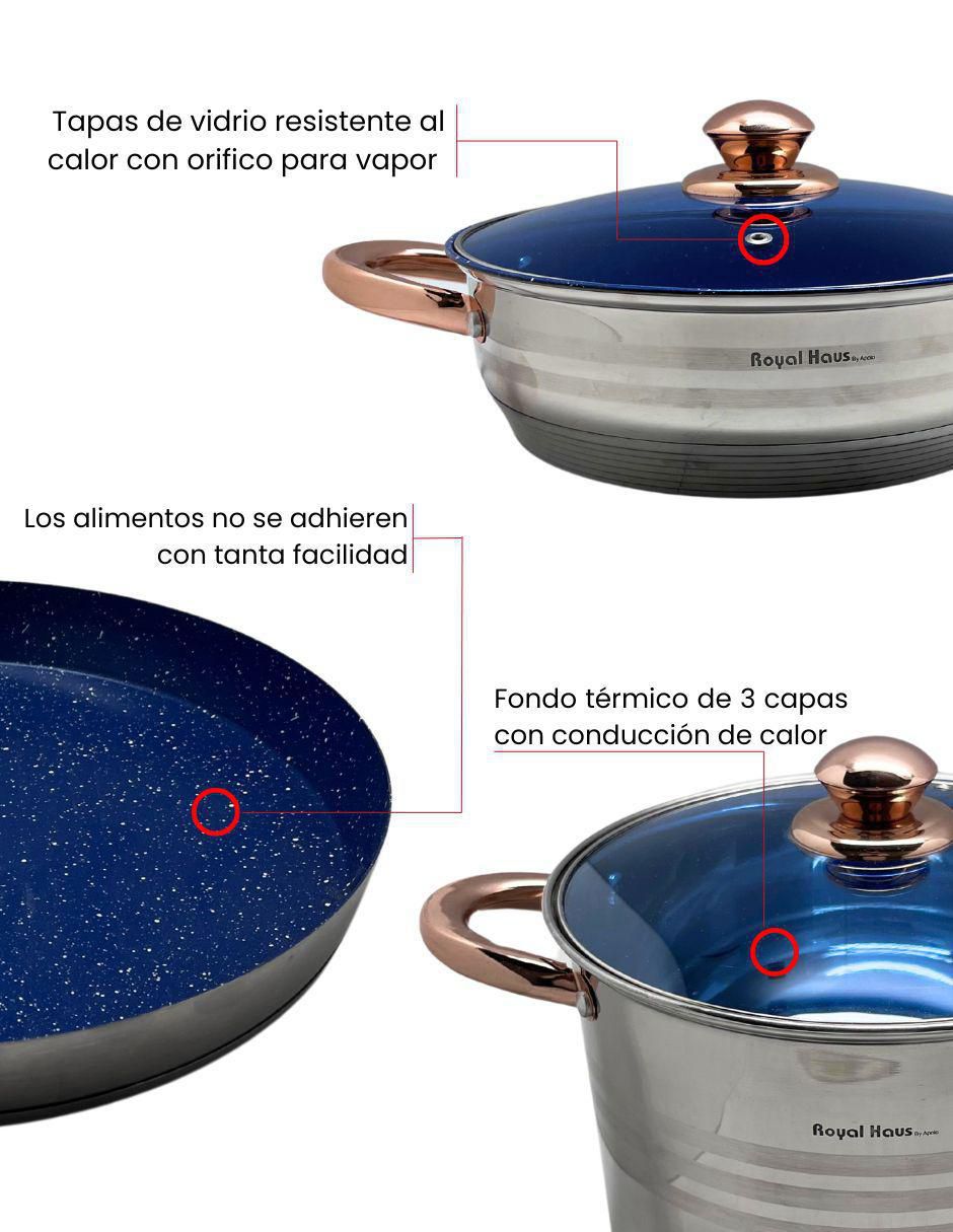 Batería de cocina de acero inoxidable antiadherente cerámica 13 piezas