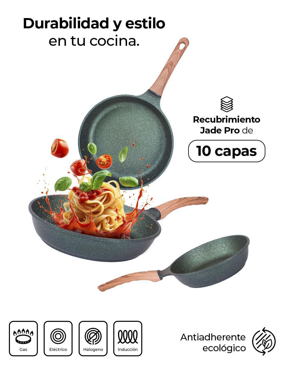 Set de sartenes de jade 3 piezas 5