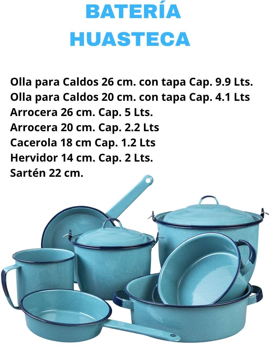 Batería de cocina Cinsa bateria cinsa huasteca azul turquesa "de" acero vitrificado "antiadherente" antiadherente sin pfoa 9 piezas "piezas"