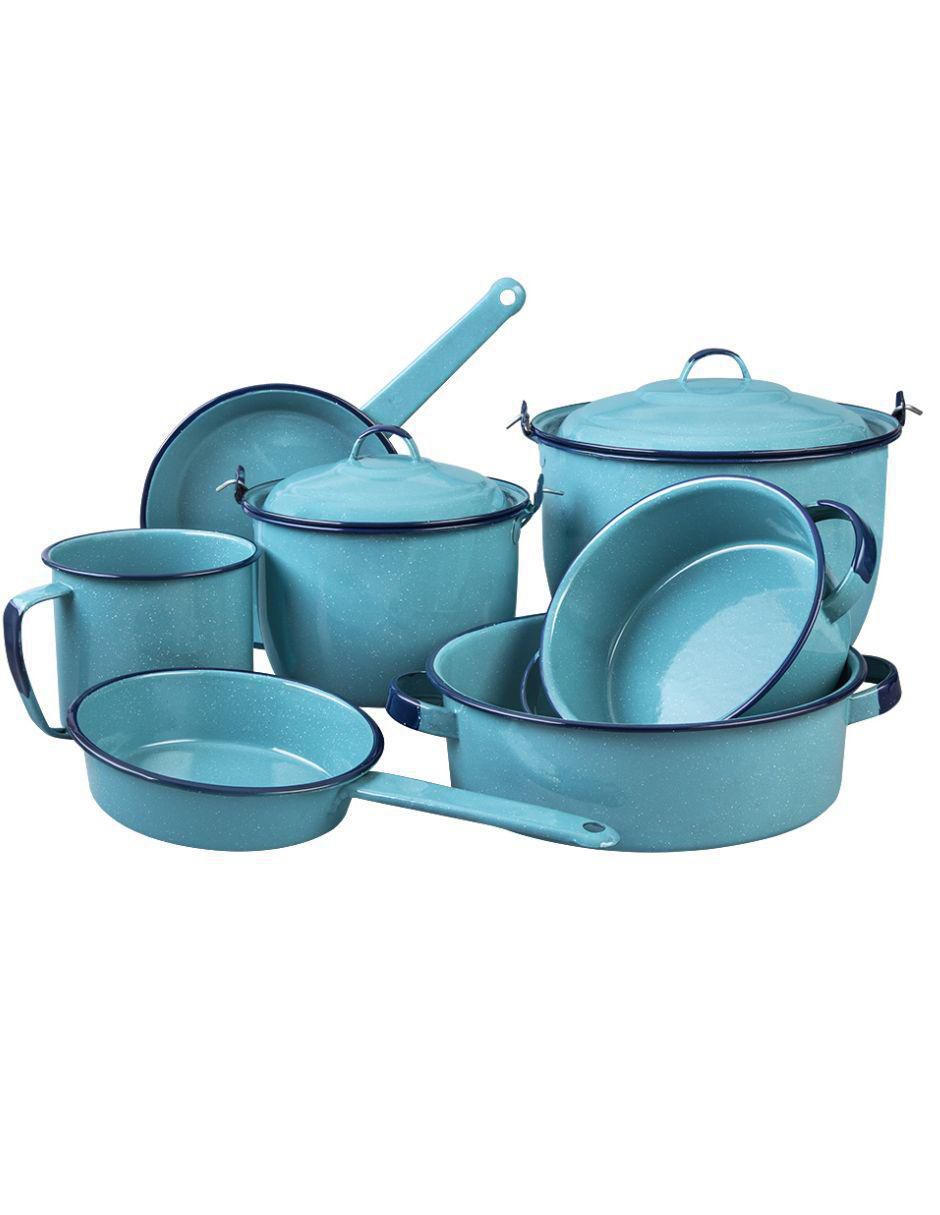 Batería de cocina Cinsa bateria cinsa huasteca azul turquesa "de" acero vitrificado "antiadherente" antiadherente sin pfoa 9 piezas "piezas"