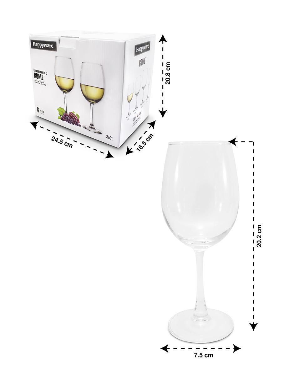 Copa para vino tinto de vidrio 6 piezas 7