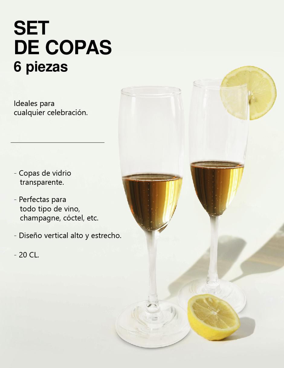 Copa para champán de vidrio 6 piezas 5