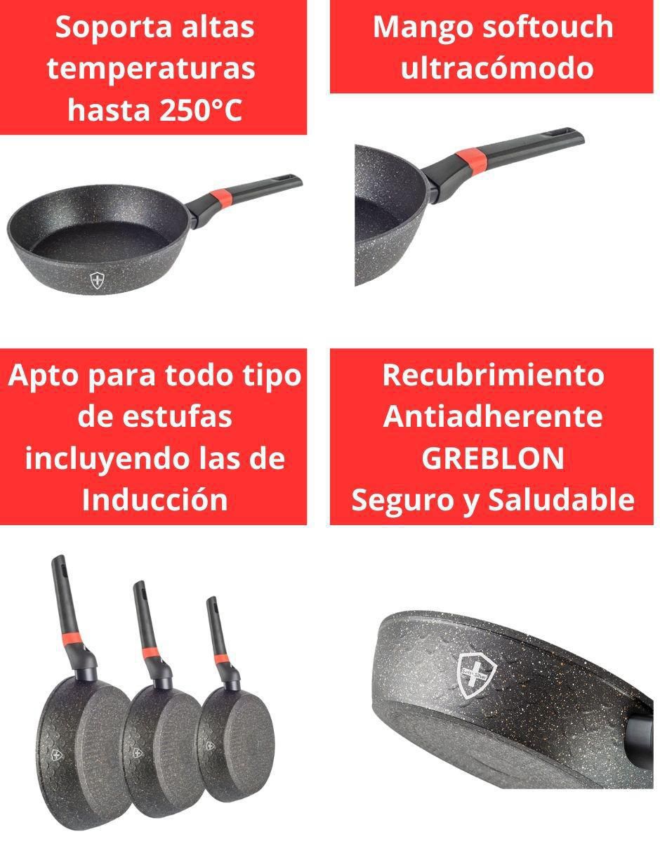 Set de sartenes Swiss Marmol de aluminio 3 piezas 2