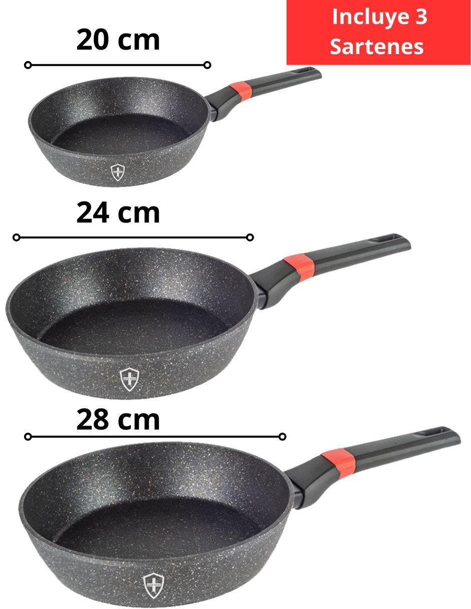 Set de sartenes Swiss Marmol de aluminio 3 piezas 8