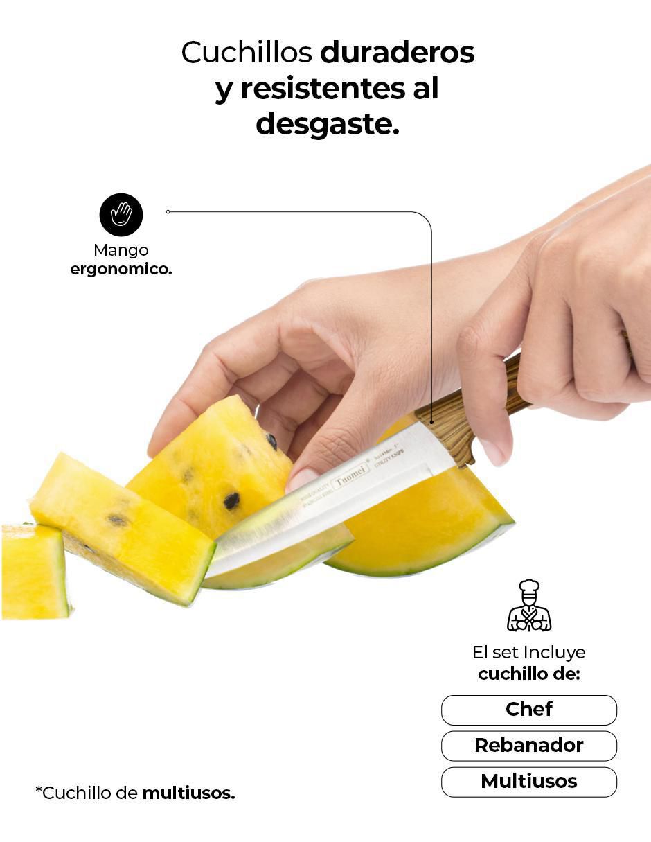 Set de cuchillos utilitario 3 piezas
