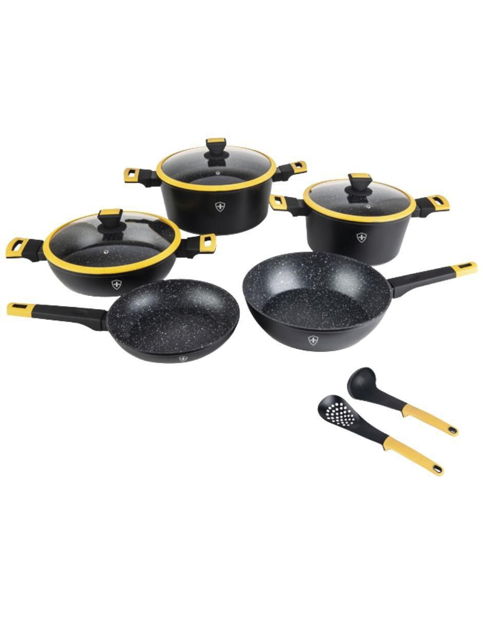 Batería de cocina de aluminio antiadherente minerales naturales 10 piezas
