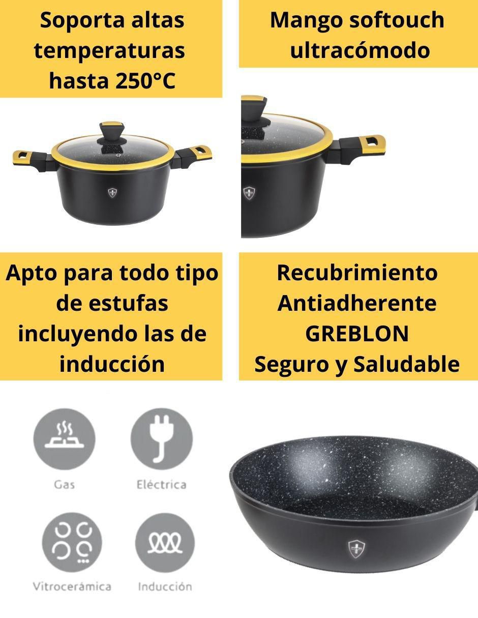 Batería de cocina de aluminio antiadherente minerales naturales 10 piezas 6