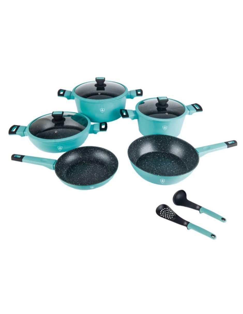 Batería de cocina de aluminio antiadherente minerales naturales 10 piezas