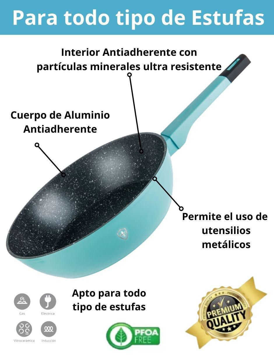 Batería de cocina de aluminio antiadherente minerales naturales 10 piezas 5