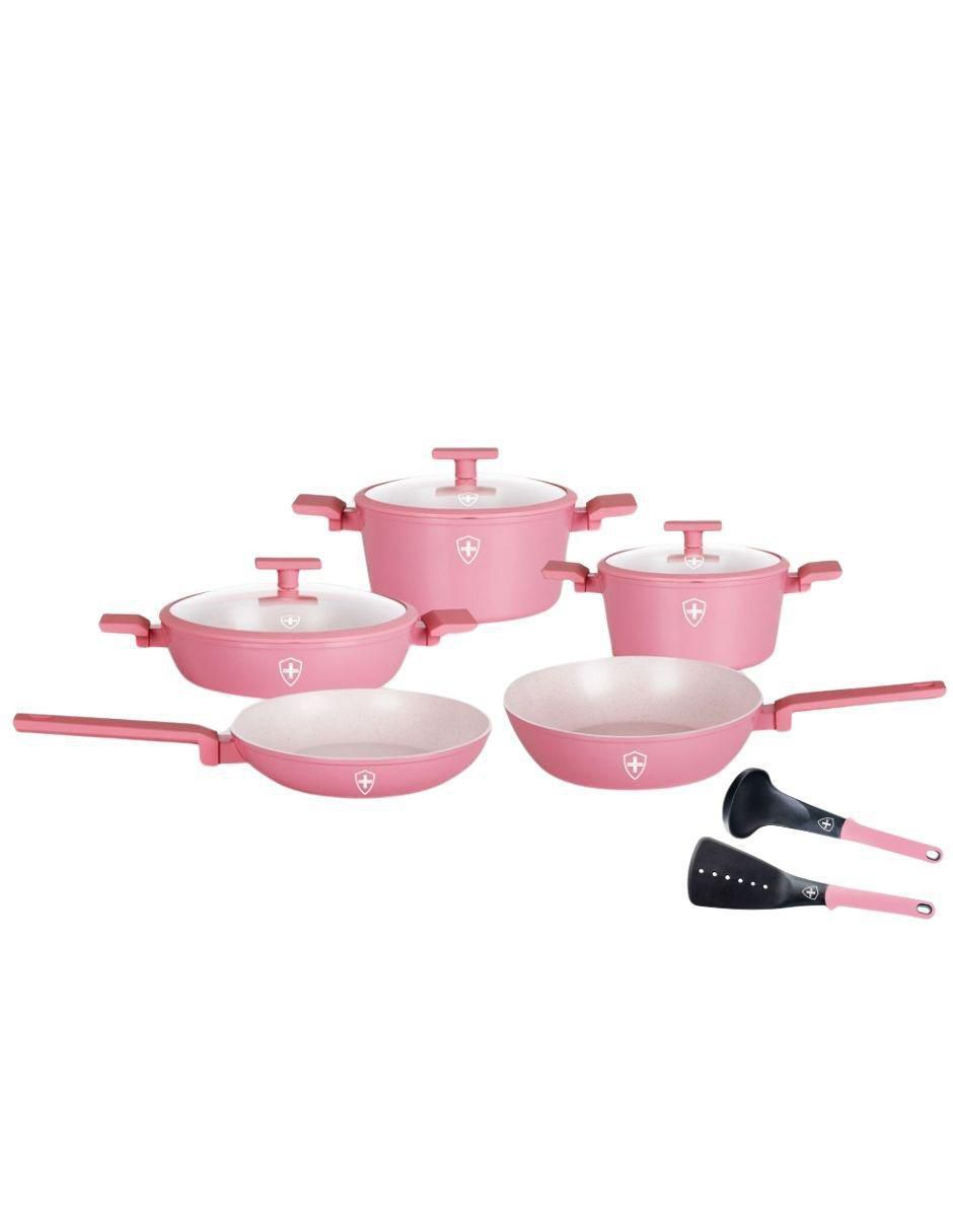 Batería de cocina de aluminio antiadherente minerales naturales 10 piezas