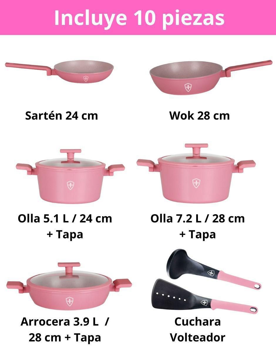 Batería de cocina de aluminio antiadherente minerales naturales 10 piezas 3