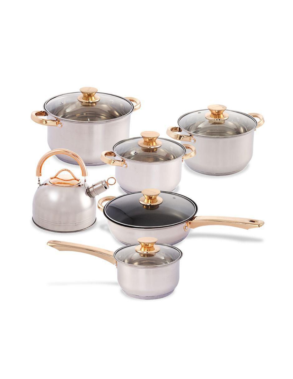 Batería de cocina de acero inoxidable antiadherente convencional 12 piezas Batería de cocina de acero inoxidable antiadherente convencional 12 piezas