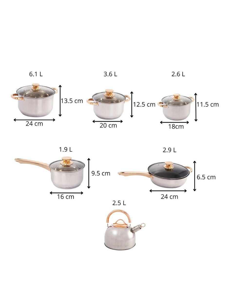 Batería de cocina de acero inoxidable antiadherente convencional 12 piezas 6