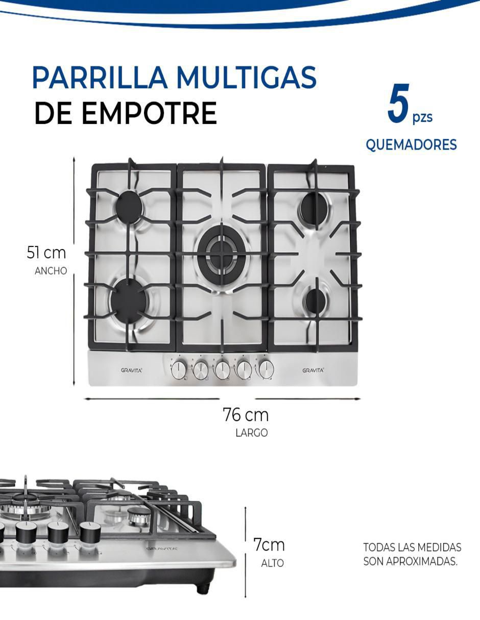 Parrilla Gravita HBS5715 de acero inoxidable