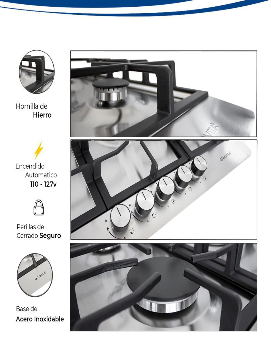 Parrilla Gravita HBS5715 de acero inoxidable