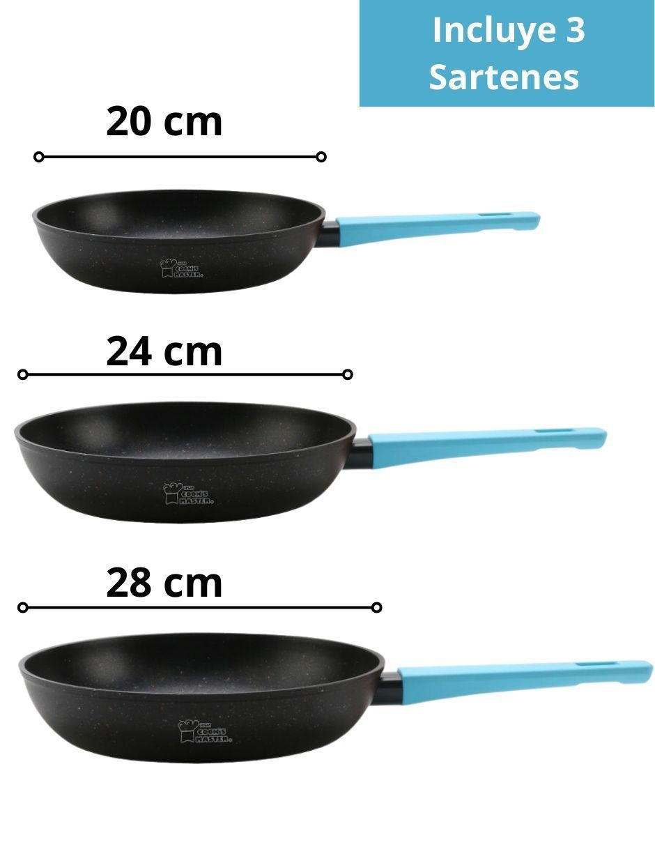 Set de sartenes Cooks Master Greblon de aluminio 3 piezas 8