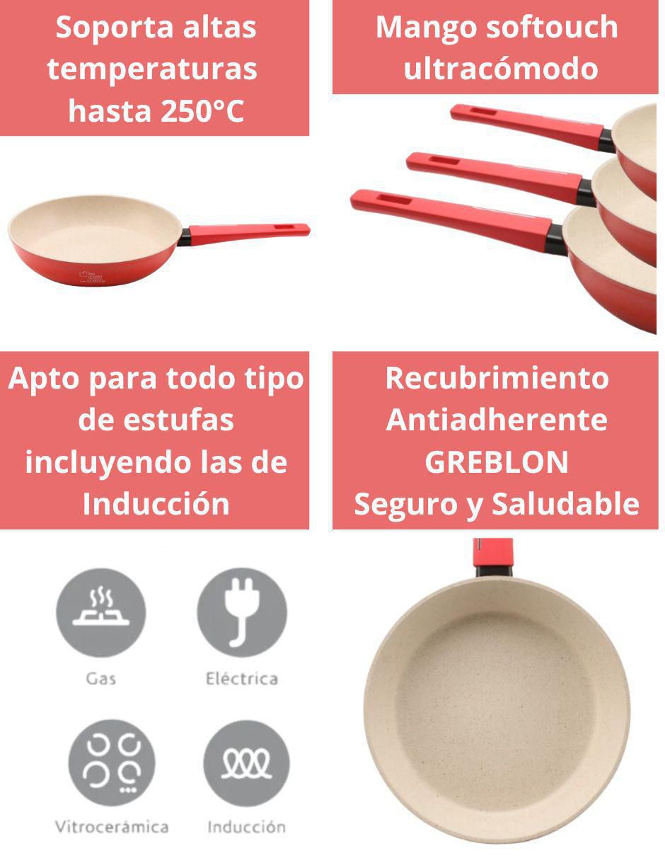 Set de sartenes Swiss Silver Marmol de aluminio 3 piezas 6