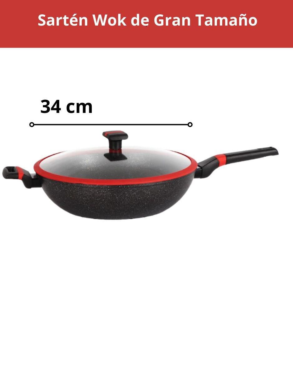 Sartén Wok con tapa Greblon de aluminio 6