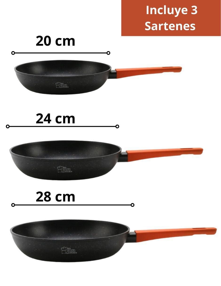 Set de sartenes Cooks Master Greblon de aluminio 3 piezas 8