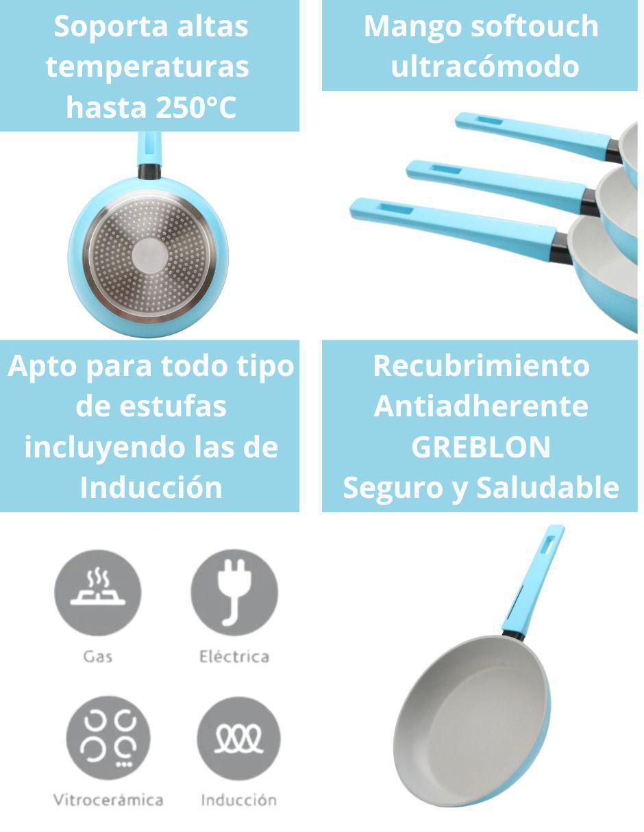 Set de sartenes Mármol de aluminio 3 piezas