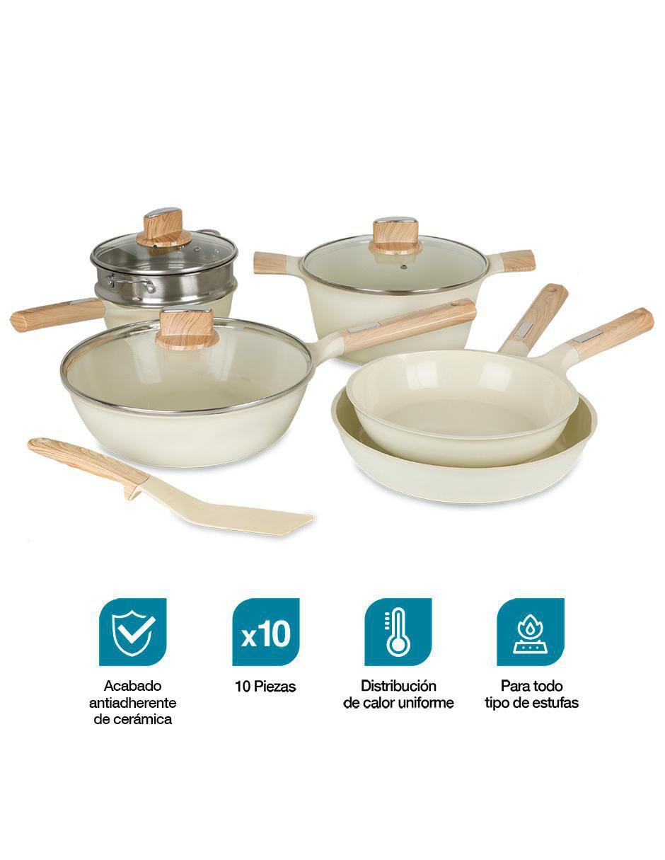 Batería de cocina Cairo de cerámica antiadherente cerámica 10 piezas 8