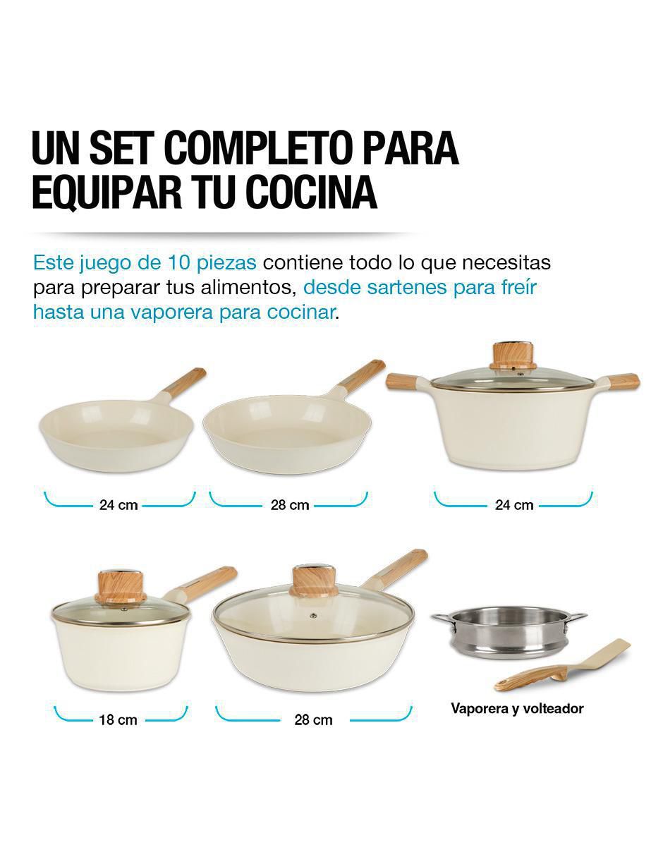 Batería de cocina Cairo de cerámica antiadherente cerámica 10 piezas