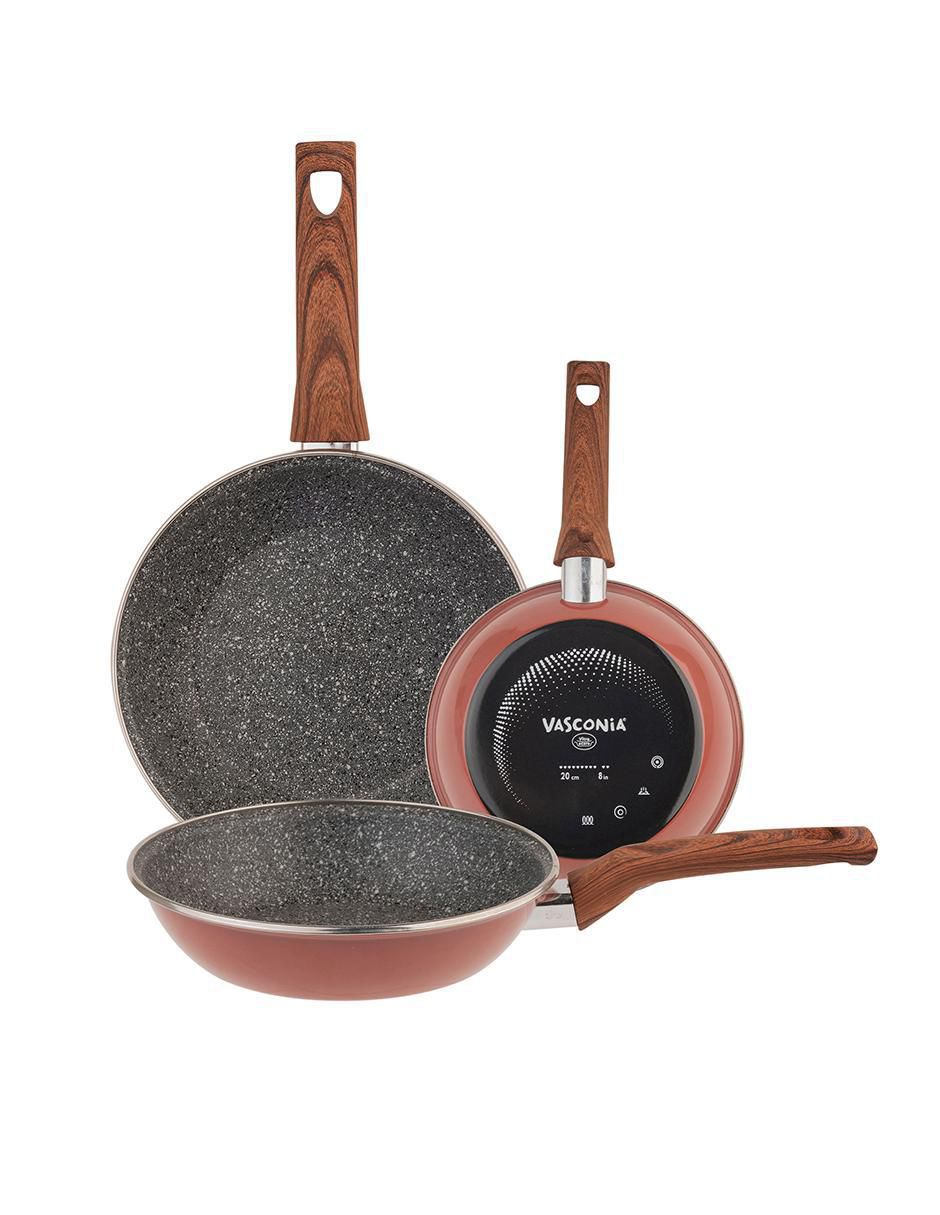 Set de sartenes BASSIC de acero vitrificado 3 piezas