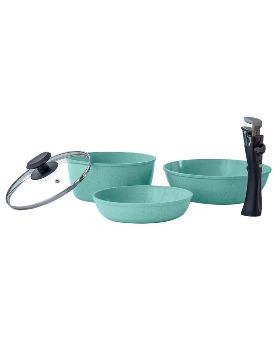 Batería de cocina Jade Smart de aluminio anodizado antiadherente minerales naturales 19 piezas