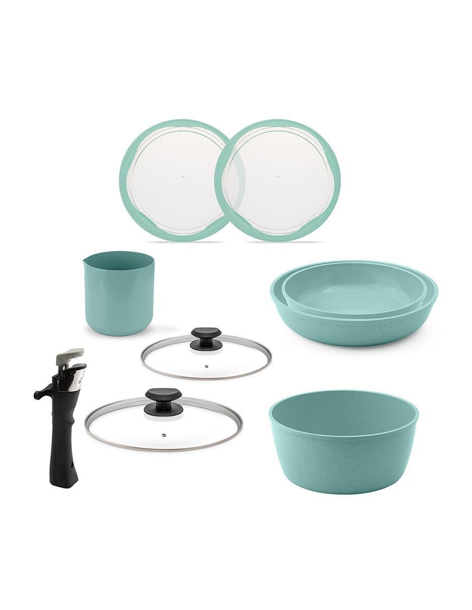 Batería de cocina Jade Smart de aluminio anodizado antiadherente minerales naturales 19 piezas