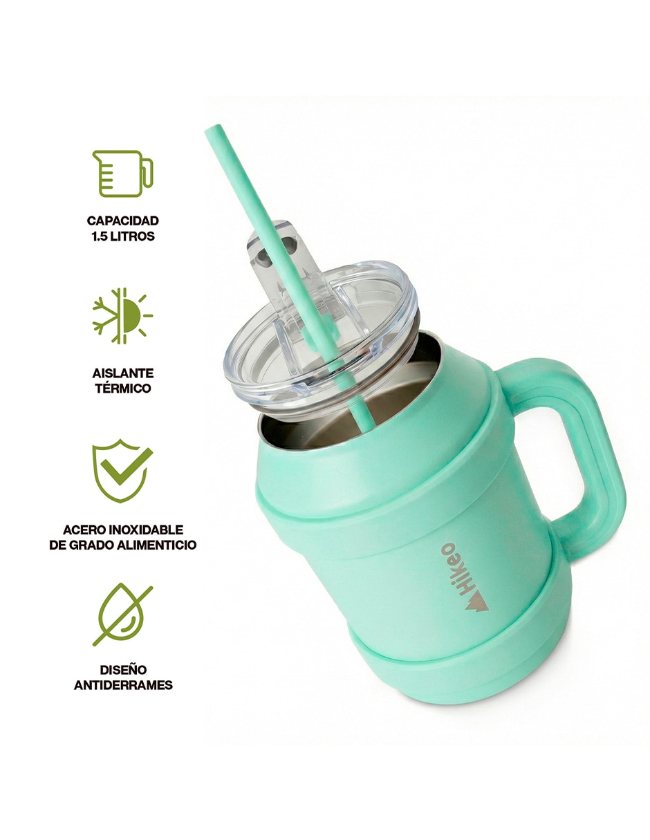 Termo doble pared de acero inoxidable con tapa a presión 1.5 L