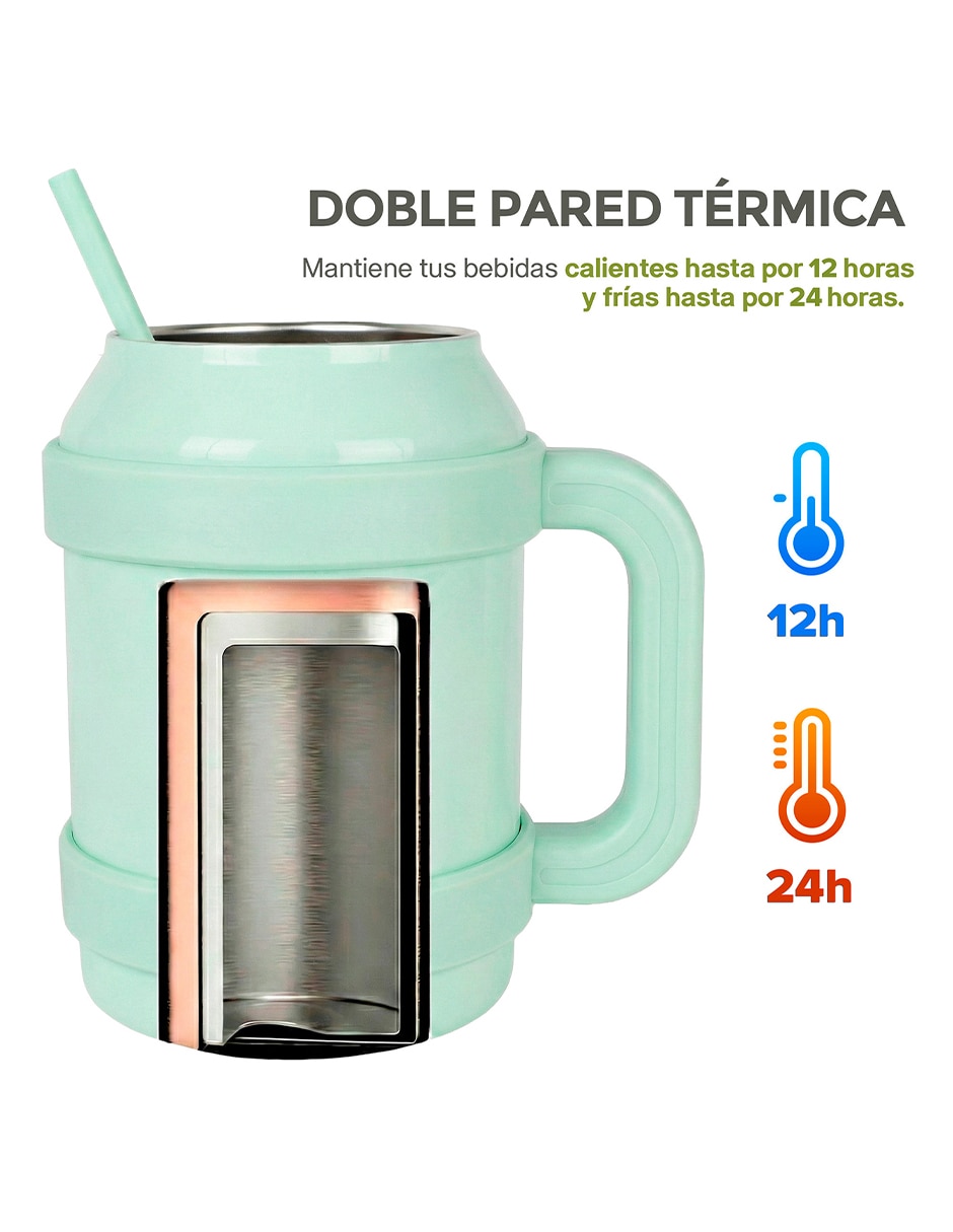 Termo doble pared de acero inoxidable con tapa a presión 1.5 L