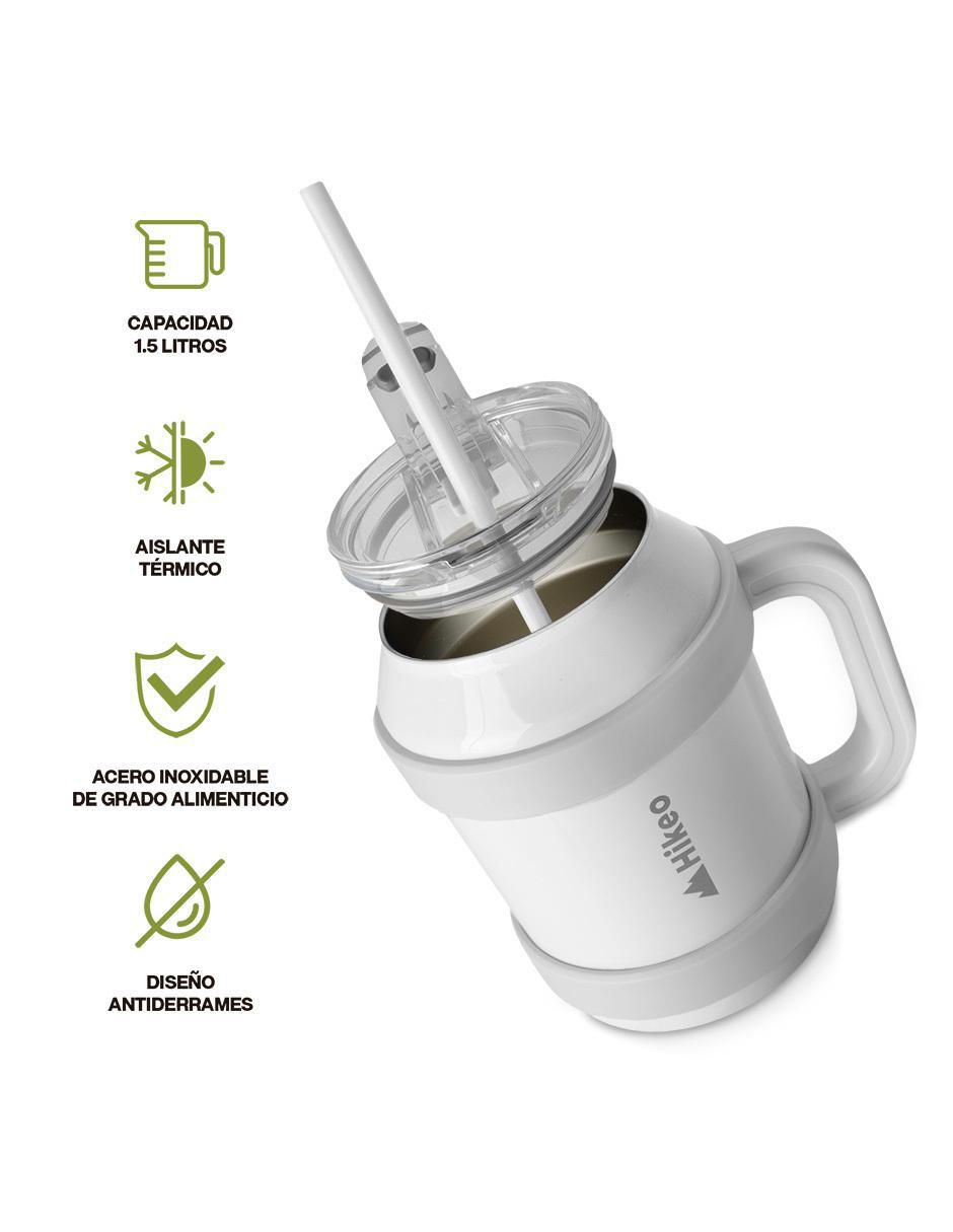 Termo doble pared de acero inoxidable con tapa a presión 1.5 L 8