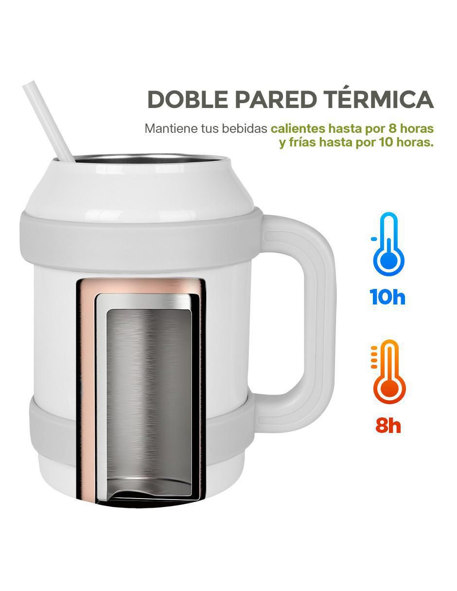 Termo doble pared de acero inoxidable con tapa a presión 1.5 L 5