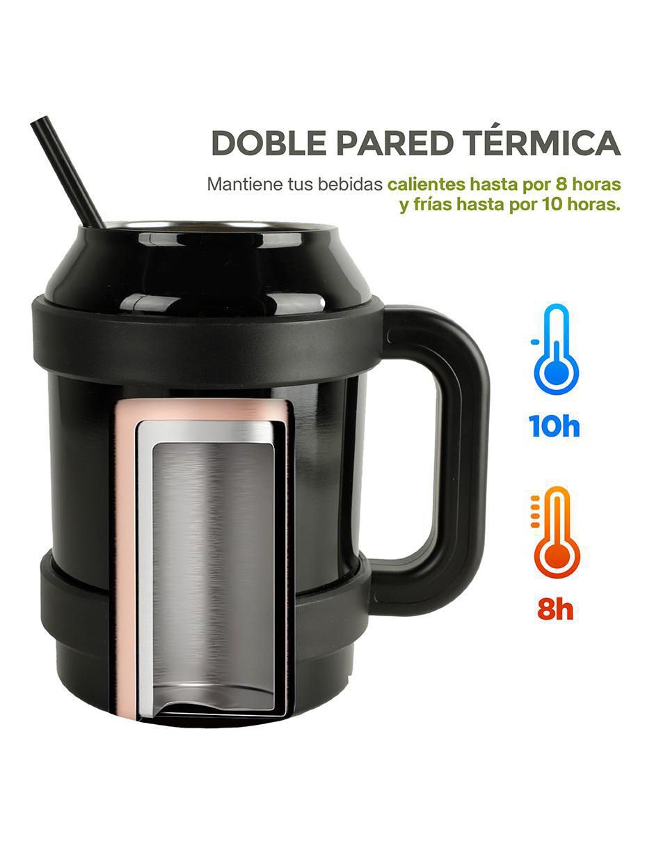 Termo doble pared de acero inoxidable con tapa a presión 1.5 L 5