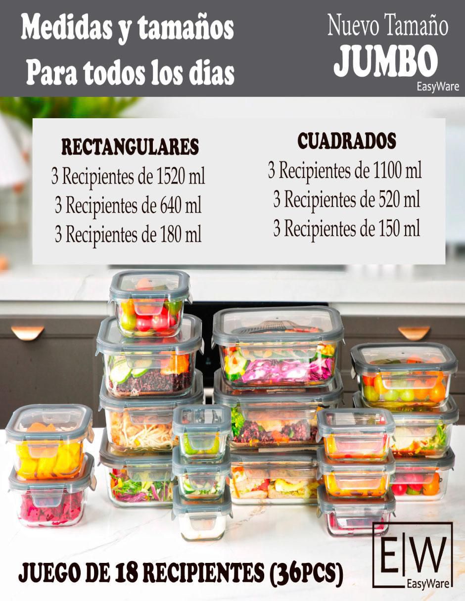 Set contenedores Jumbo de vidrio 18 piezas 7