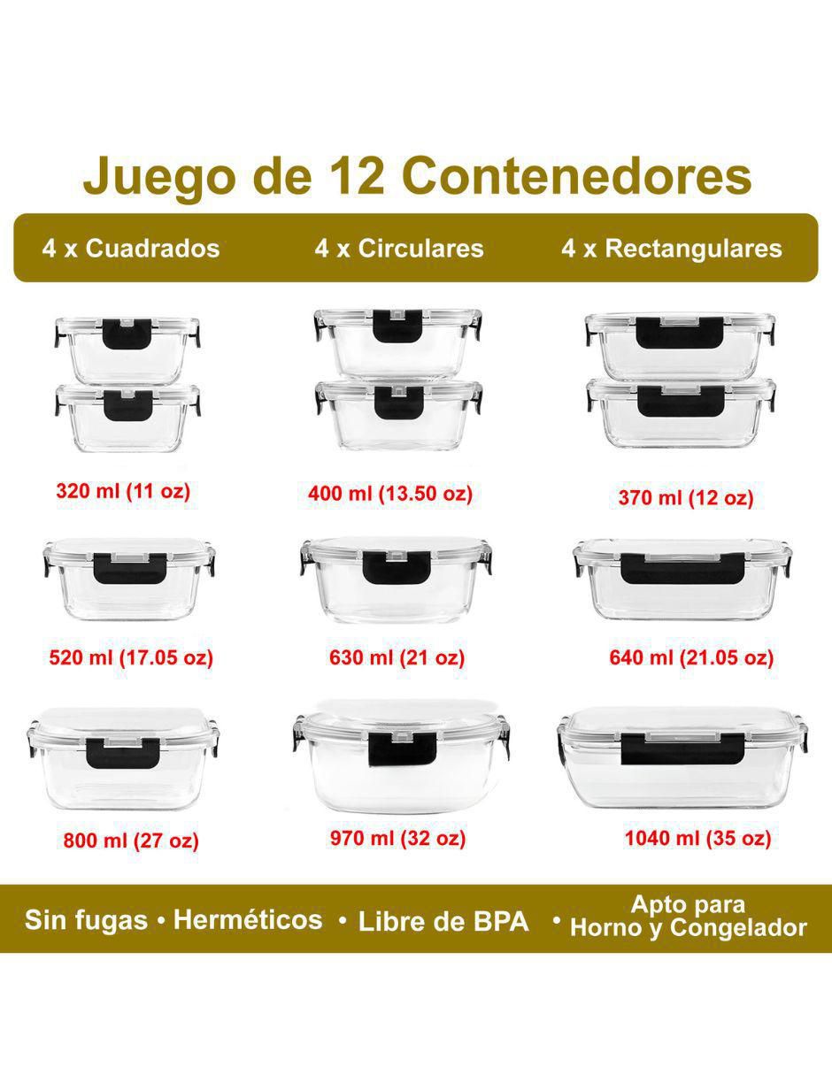 Set contenedores Magma Life de vidrio 24 piezas