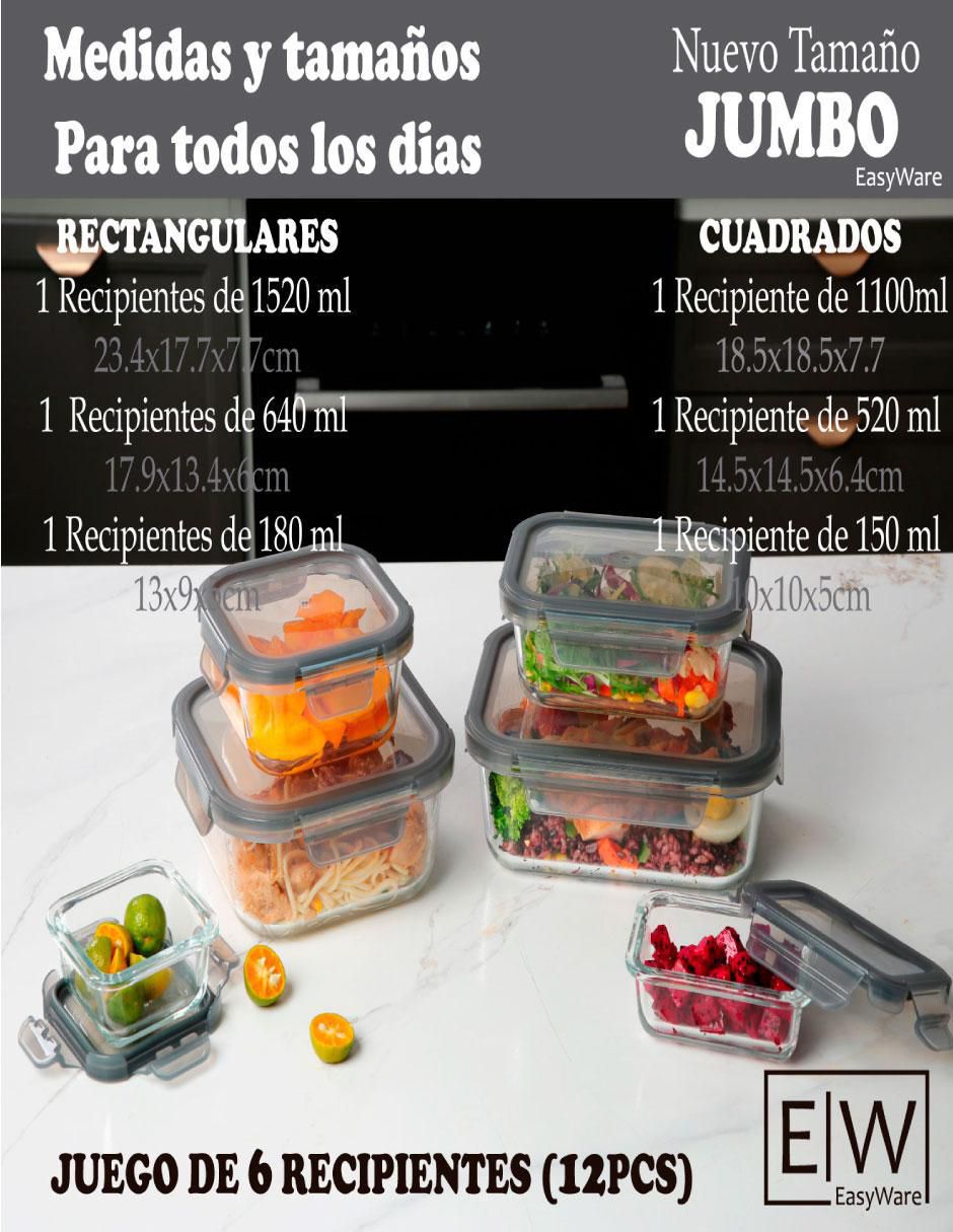 Set contenedores jumbo de vidrio 6 piezas