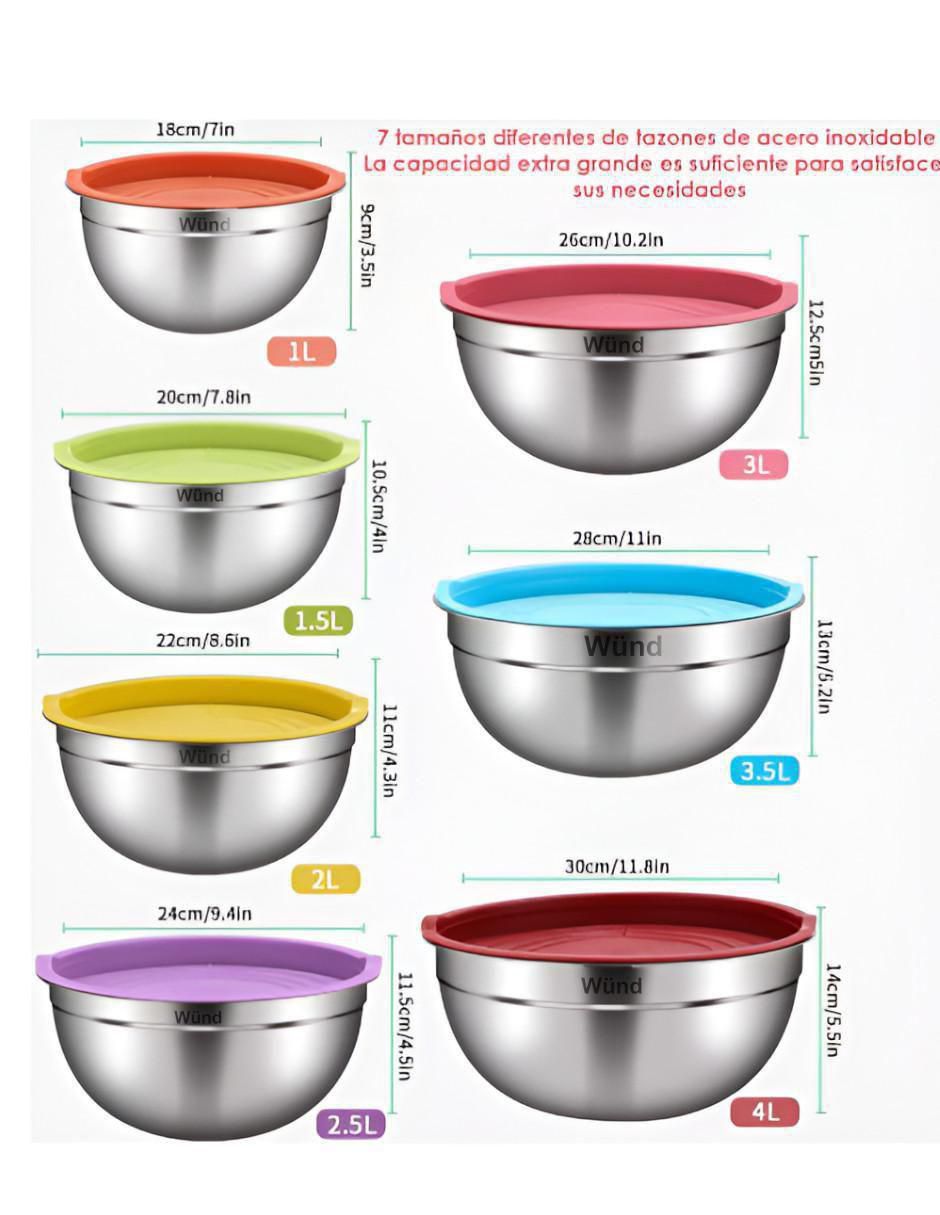 Set bowl 7 piezas de acero inoxidable 5
