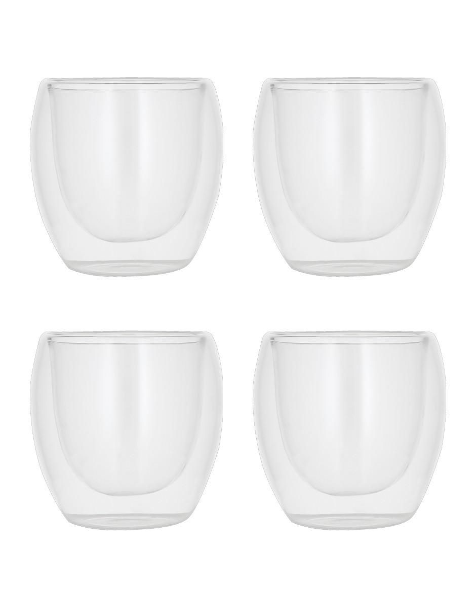 Set de vasos para agua Doble Pared de vidrio con 4 piezas
