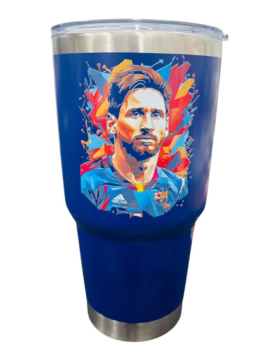 Termo de acero inoxidable Messi Barcelona Collection con tapa push pull 887 ml