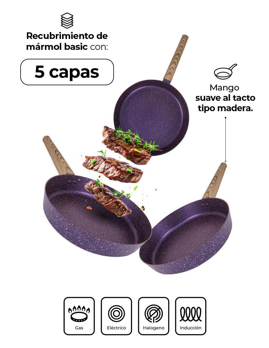 Set de sartenes Love Cook de mármol 3 piezas